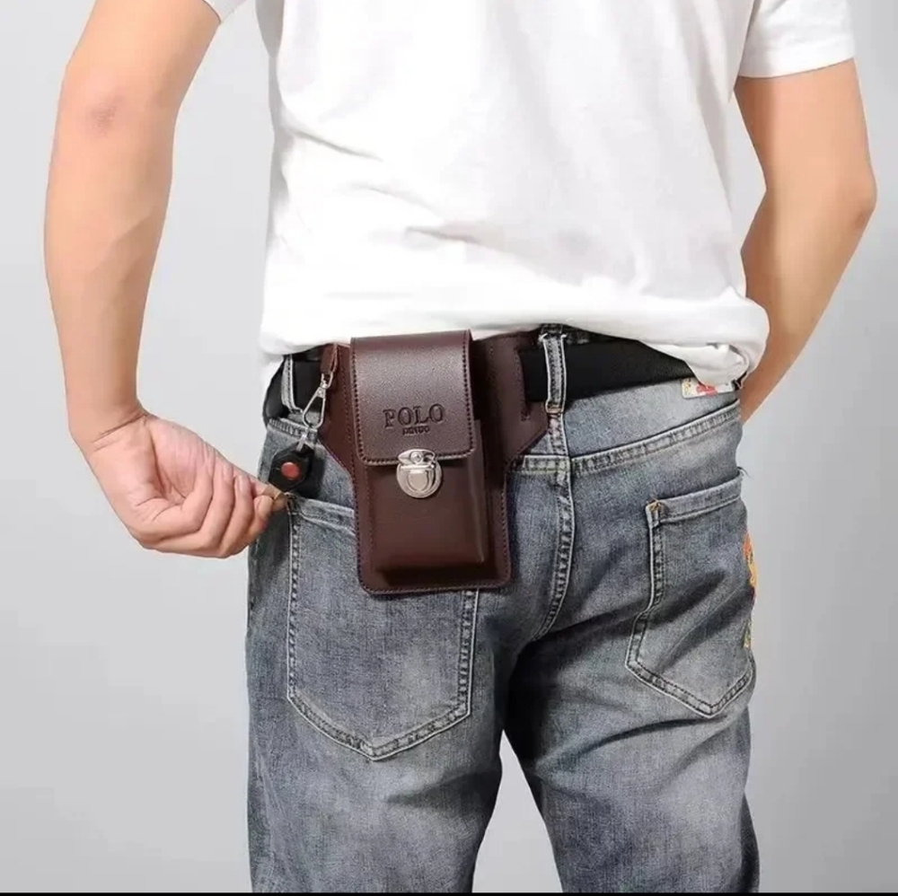 New Mens Polo PU Leather Belt Phone Case - Picture 3 of 4
